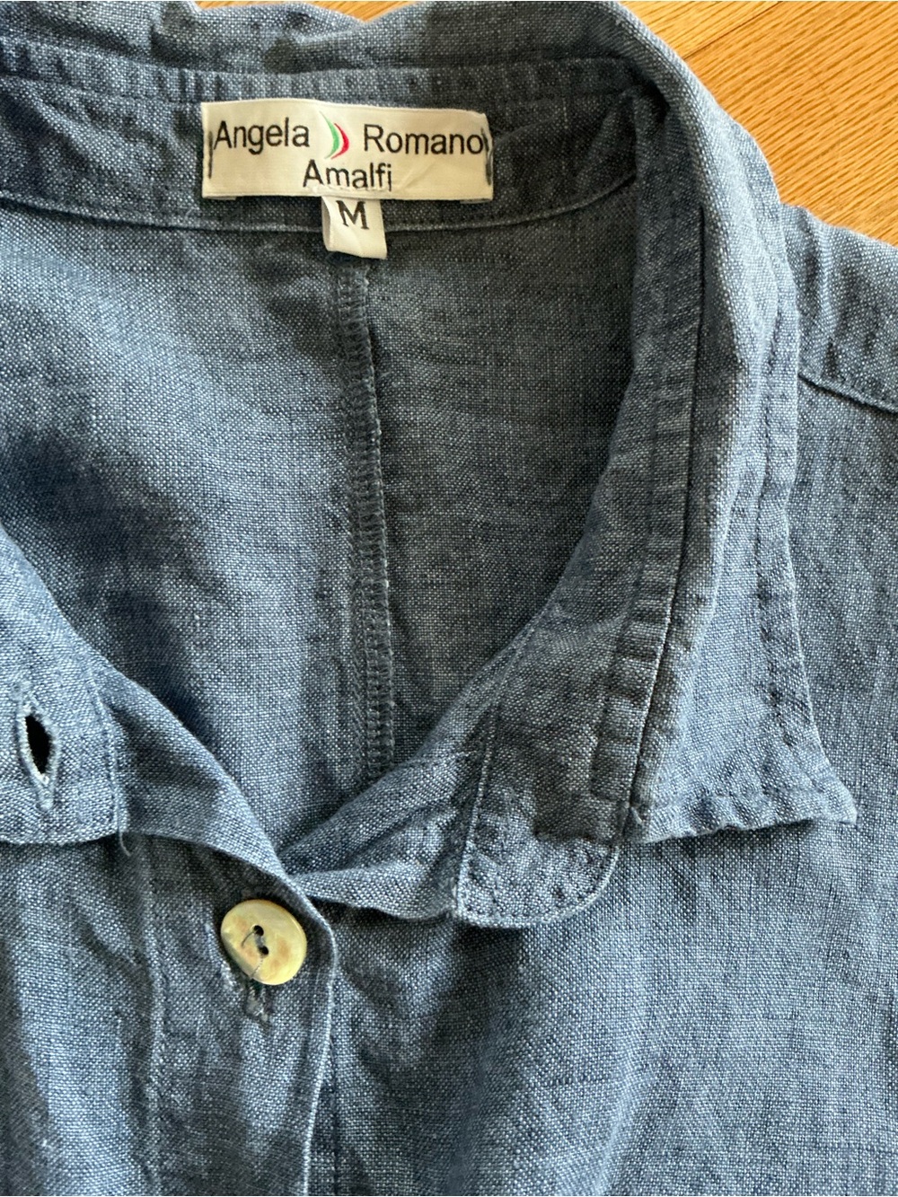 Sleeveless Button-Front Linen Dress - Blue - Picture 4 of 7